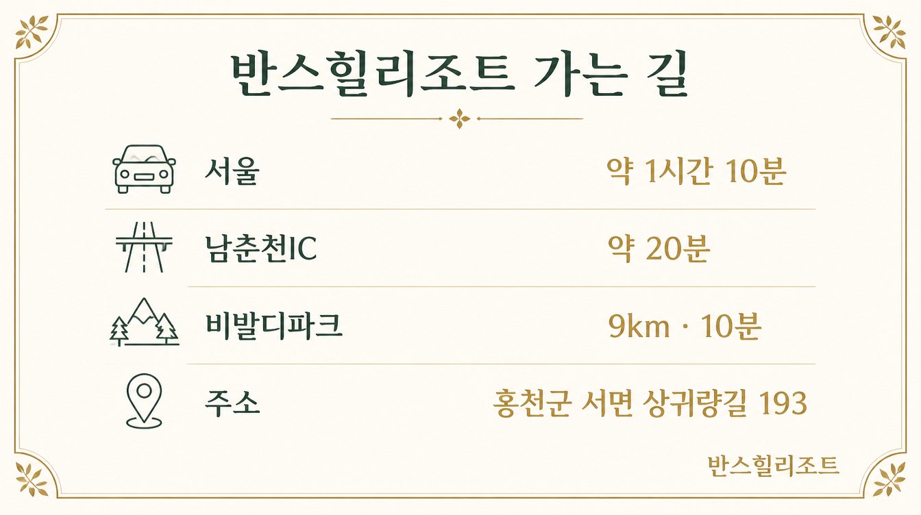 반스힐리조트 가는 길 요약 도식