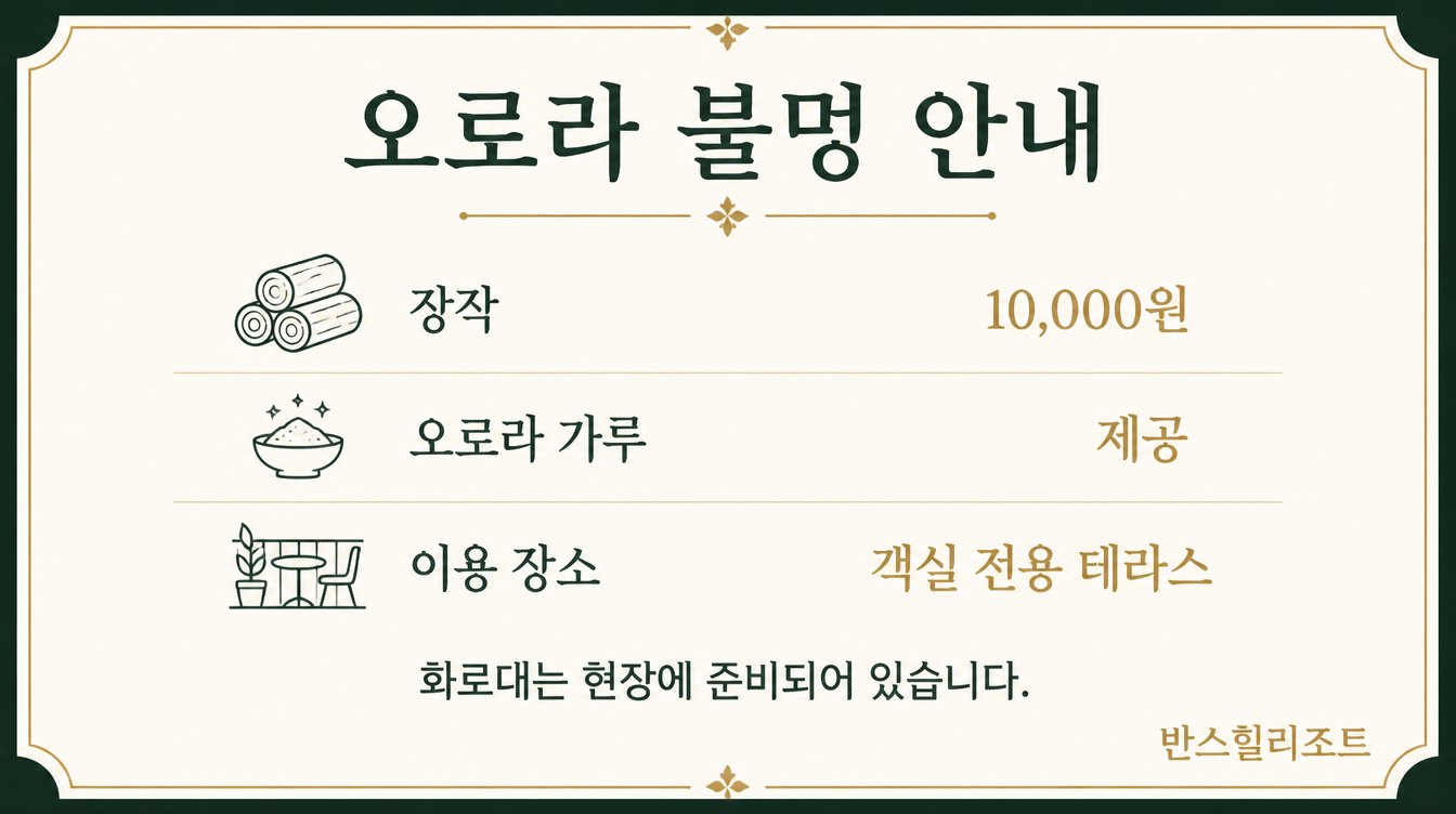 오로라 불멍 안내 도식 — 장작과 오로라 가루