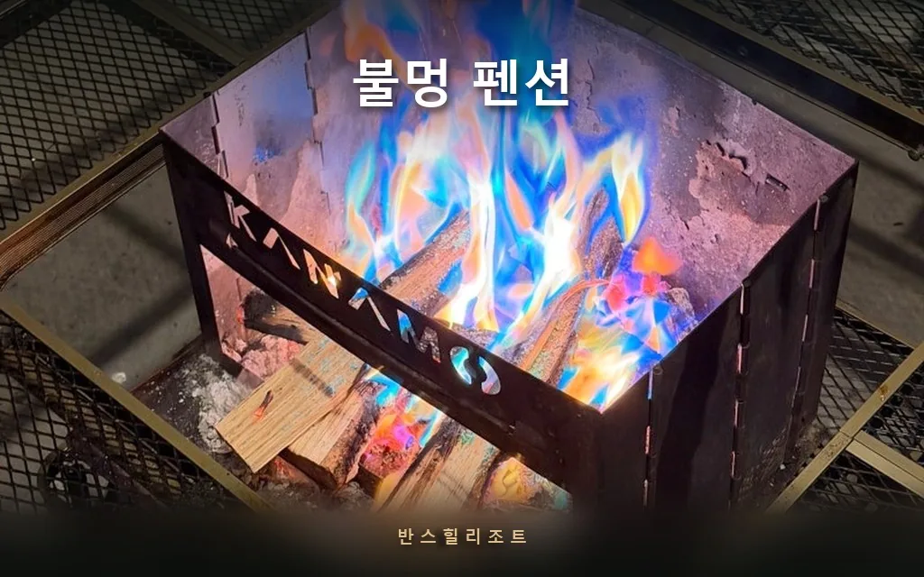 장작 하나로 무지개색 불이 붙습니다 — 홍천 오로라 불멍 펜션